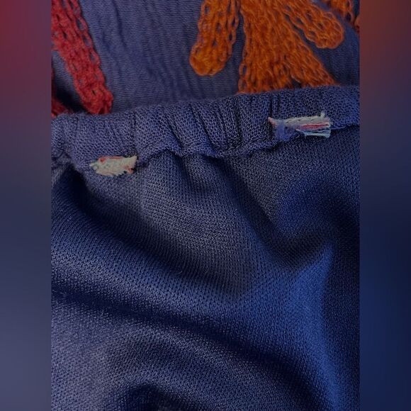 Laurie Felt Embroidered Boho Top Navy Women L - Picture 9 of 11